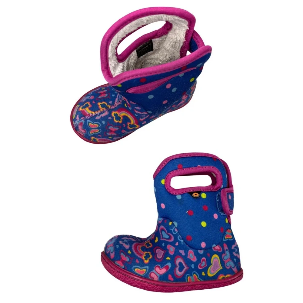 Bogs Baby Rainbow Blue Pink Waterproof Insulated Winter Boots Pull On Kid Size 7